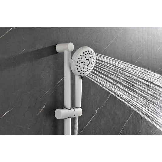 Shower System With Shower Head, Hand Shower, Slide Bar, Bodysprays, Shower Arm, Hose, Valve Trim, And Lever Handles