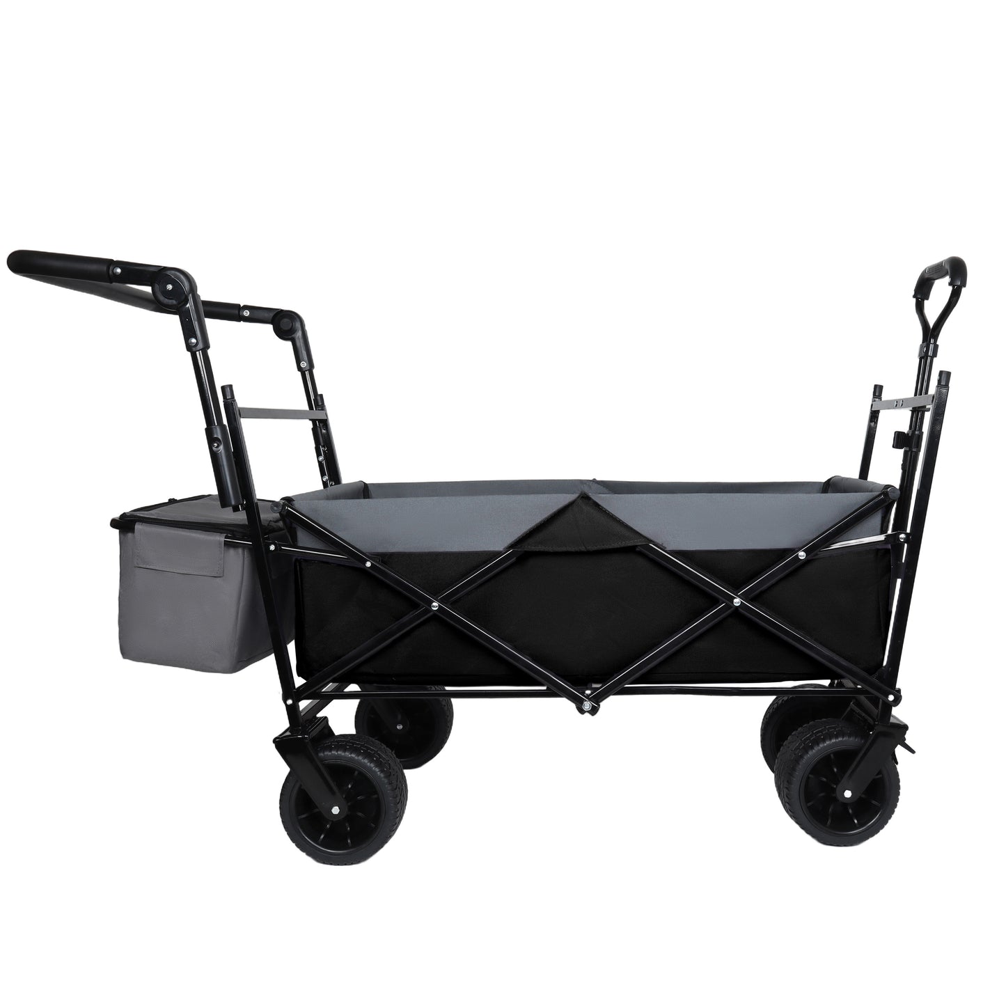 With Push Handle  480Lbs Collapsible Wagon With Canopy  Wagon Cart With 7  All- Terrain Wheels  Lightweight Foldable Wagon  Large Capacity For Camping  Shopping  Sports  And Garden Use  Black