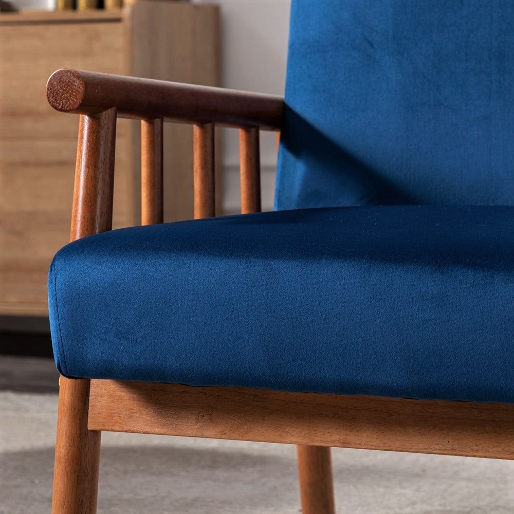 25     Wide Classic Mid-Century Modern Arm Chair, Dark Blue