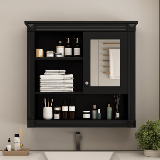 32   Bathroom Wall Cabinet With Mirror, Wall Mounted Medicine Cabinet With 4 Shelves, Mirrored Door Over Toilet Storage Cabinet& Adjustable Shelves