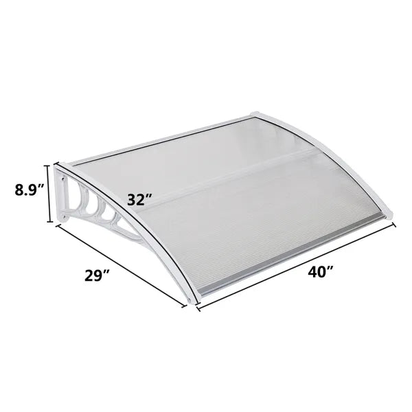 HT-100 X 80 Household Application Door & Window Rain Cover Eaves Transparent Board & White Holder