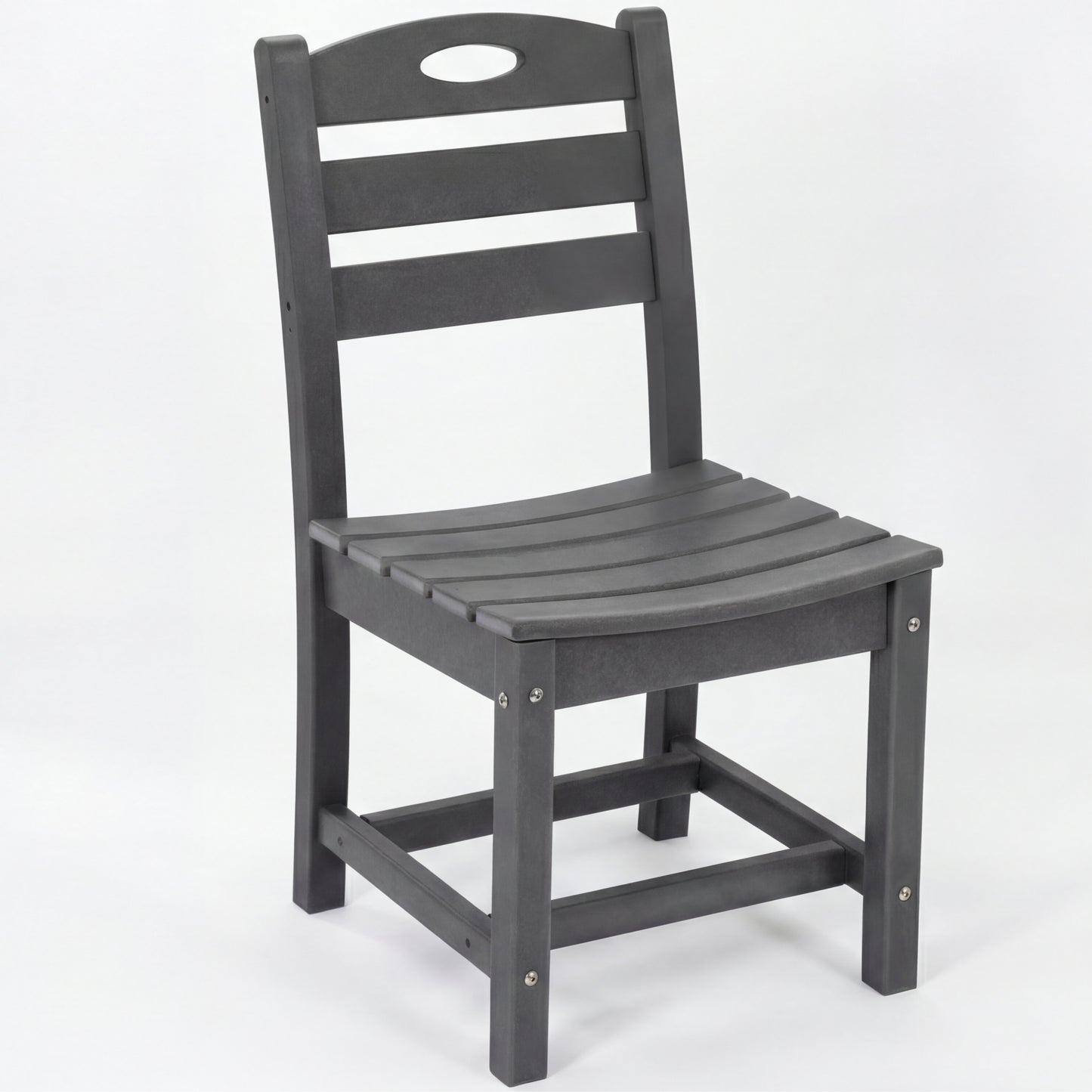 Gray HDPE Armless Outdoor Dining Chair For Patio, Deck, Porch, And Backyard