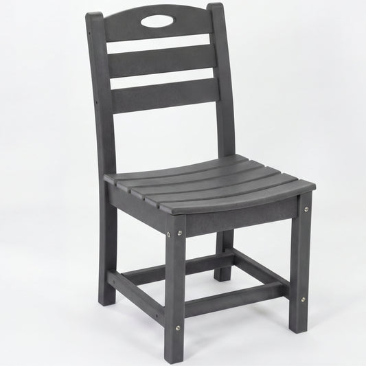 Gray HDPE Armless Outdoor Dining Chair For Patio, Deck, Porch, And Backyard