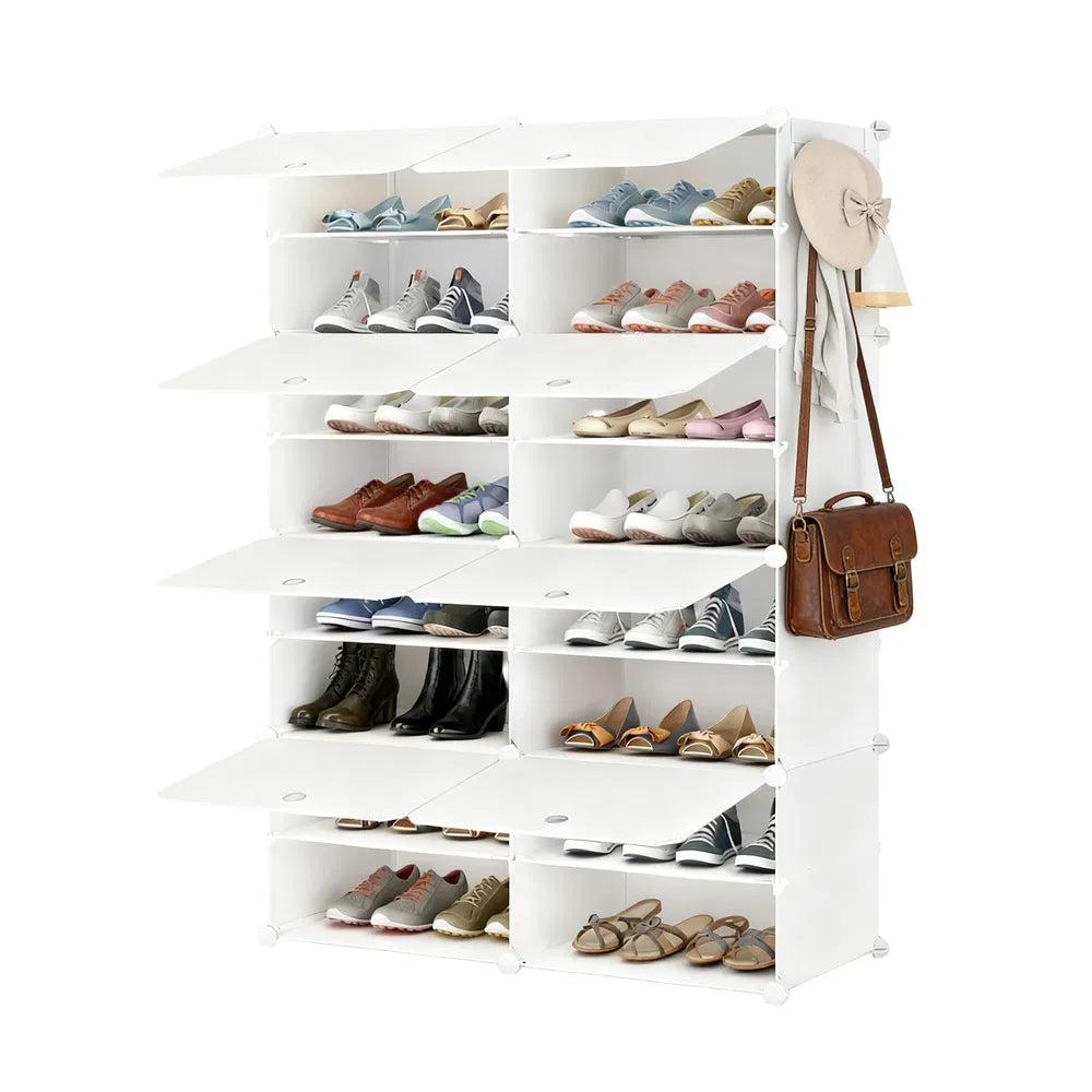 Shoe Rack Storage Cabinet, 8-layer Shoe Storage Cabinet With Door, Stackable And Detachable Shoe Storage Cabinet