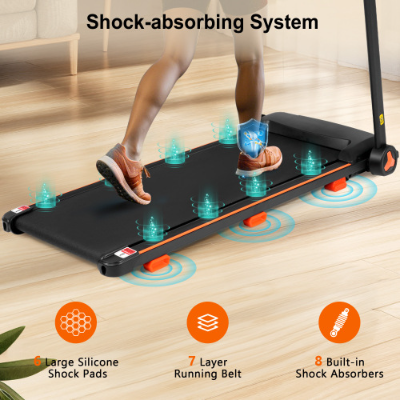 NEW Treadmills For Home, 2.5HP Quiet Folding Treadmill With Heart Rate Sensor, 300lbs Weight Capacity, 7.5MPH, Incline Treadmill With USB Charge Station Bluetooth Speaker, 6 Shock-Absorbing