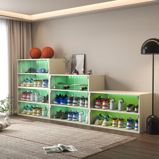 LED Light Shoe Box Three Layers With Glass Doors