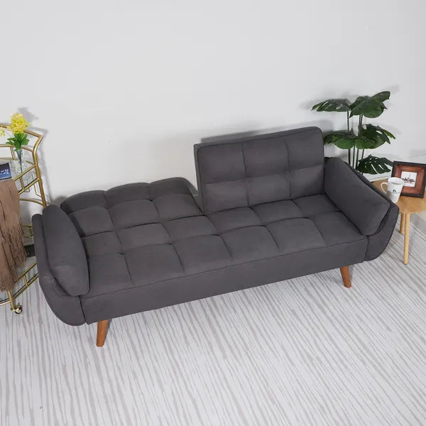 75' Flared Arm Convertible Sleeper Sofa-Dark Gray