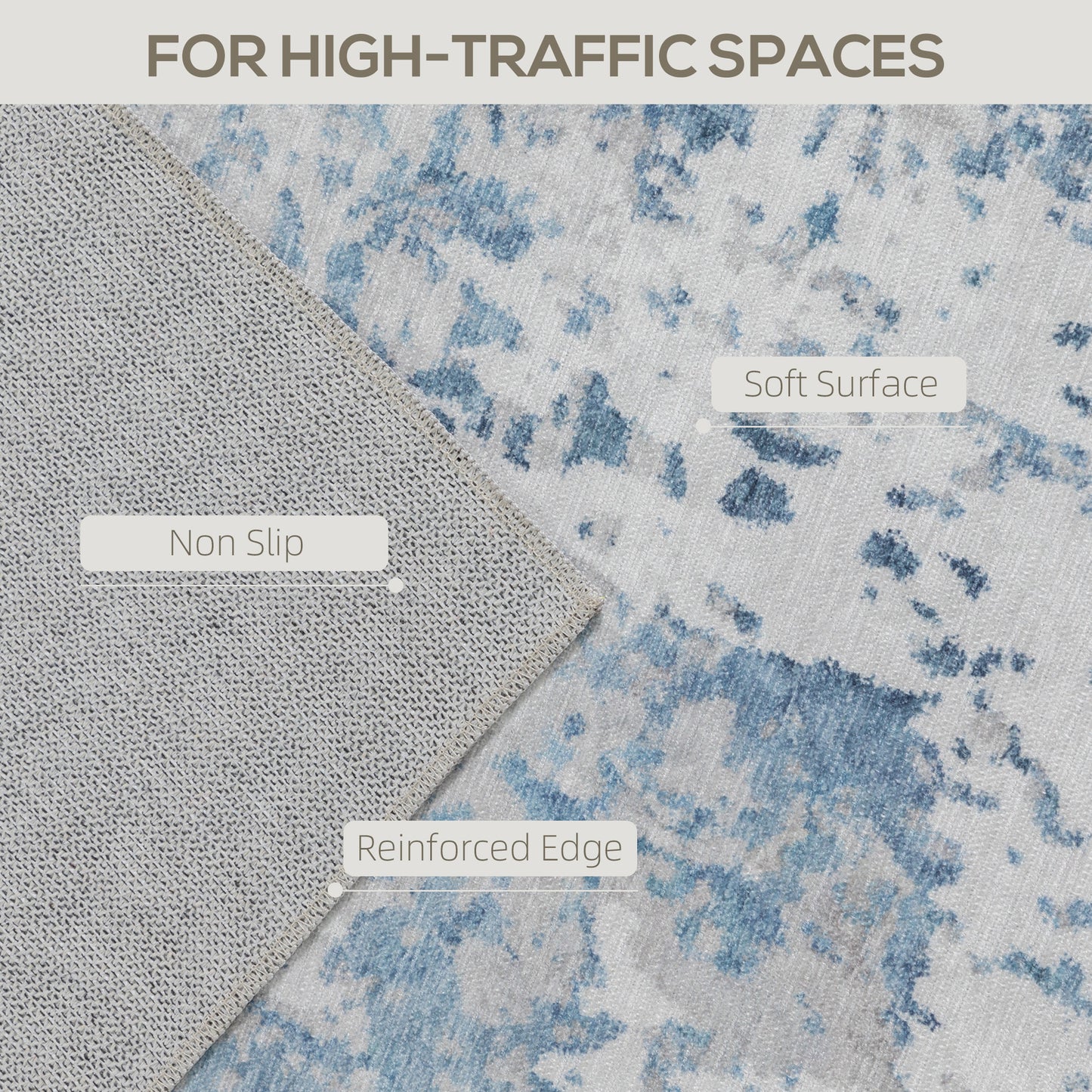 Area Rug 5x7, Machine Washable Rug, Non-Slip Modern Abstract Floor Carpet For Living Room, Bedroom, Dining Room, Blue