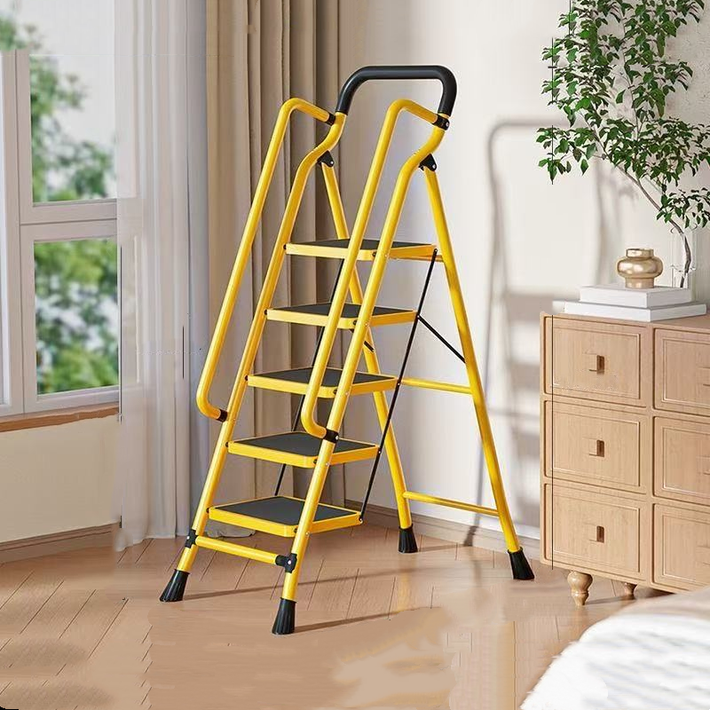 5 Step Ladder With Handrails, Folding Step Stool With Anti-Slip Wide Pedals
