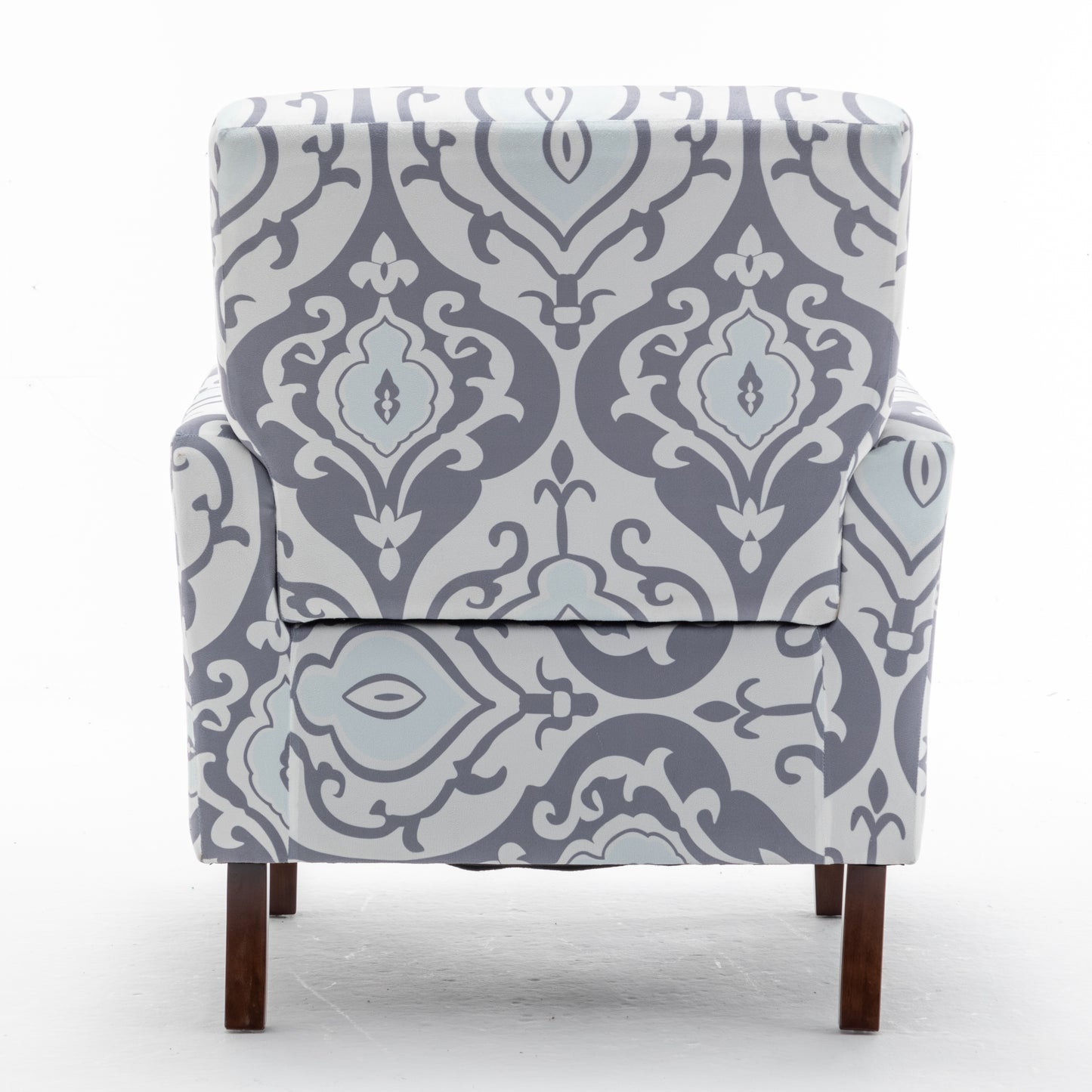 Patterned Polyester Blend Armchair, Solid Birch Wood Frame With Brown Tapered Legs, Foam Padded Accent Chair With Trim Detail For Living Room Office