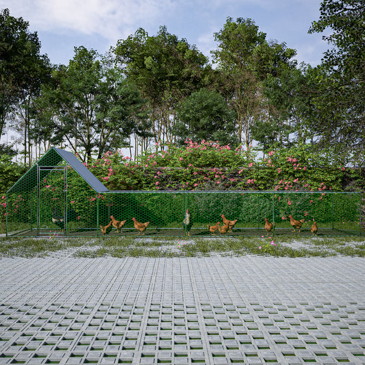 26'Lx6.7'Wx6.6' Ft Large Metal Chicken Coop, Walk-in Chicken Run, Galvanized Wire Poultry Chicken Hen Pen Cage, Rabbits Duck Cages With Waterproof And Anti-Ultraviolet Cover For Outside