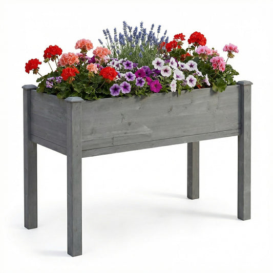 48x24x30 Inch Raised Garden Bed With Legs, Elevated Wooden Planter Box For Outdoor Plants Flowers Fruits Vegetable Herb Growing