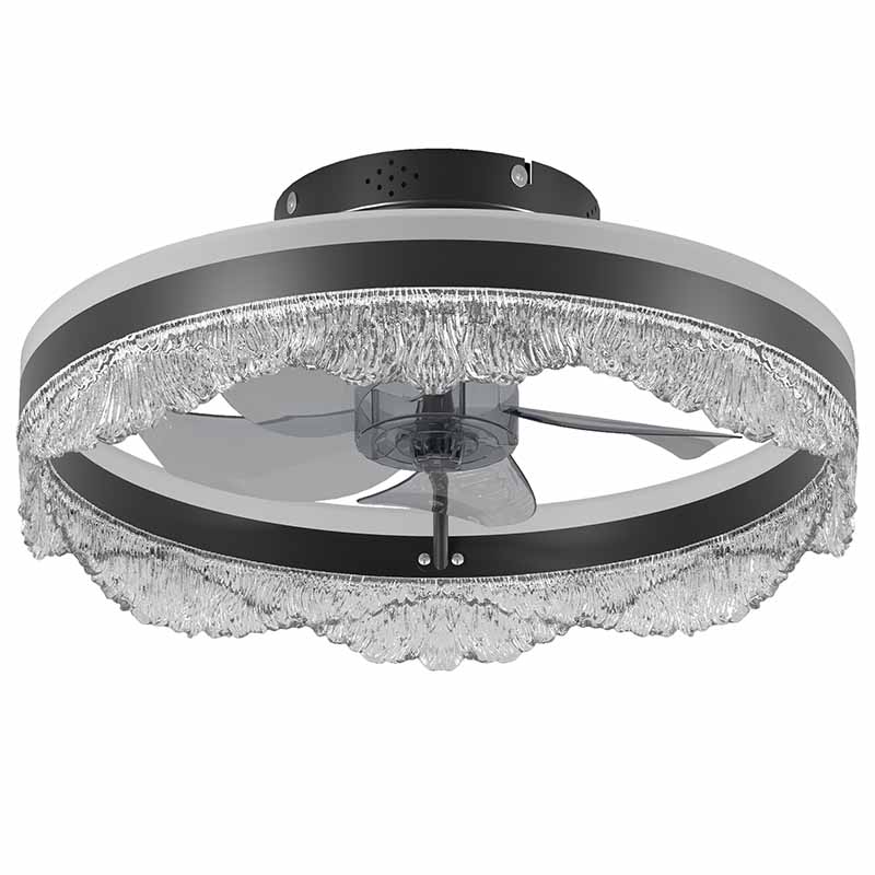 16 Quiet Ceiling Fan With Light  LED Crystal Flush Mount Fan Lamp With Hidden Blades And Natural Airflow, Perfect For Bedroom, Kids Room, Study Room