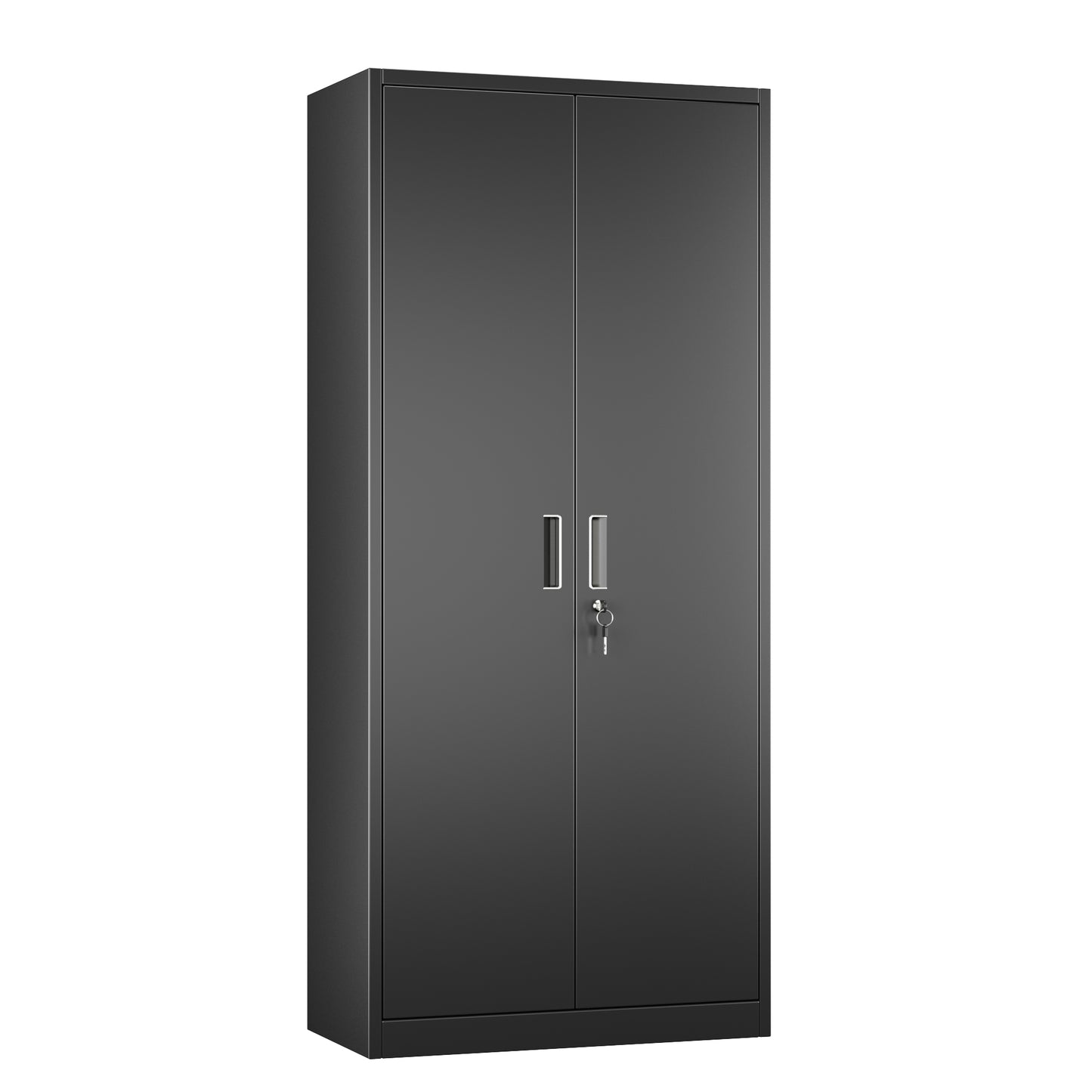 Metal Garage Storage Cabinet With Lock, Steel Lockable File Cabinet With 2 Doors And 4 Adjustable Shelves For Office,Home,Garage, Storage, Assembly Required, Black