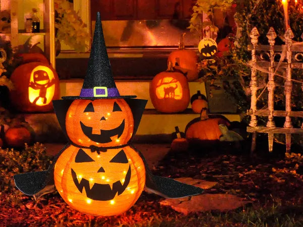3FT Halloween Collapsible Pumpkin Decoration, 50 LED Pop-Up Pumpkin Lamp With Star Cap, Plug In Halloween Jack-O-Lantern With Metal Stand For Indoor Outdoor Garden Patio Party Decor