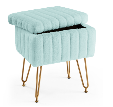 A Low Stool With Storage Function, Featuring 4 Metal Legs, Suitable For Use In The Bathroom, Living Room And Bedroom.