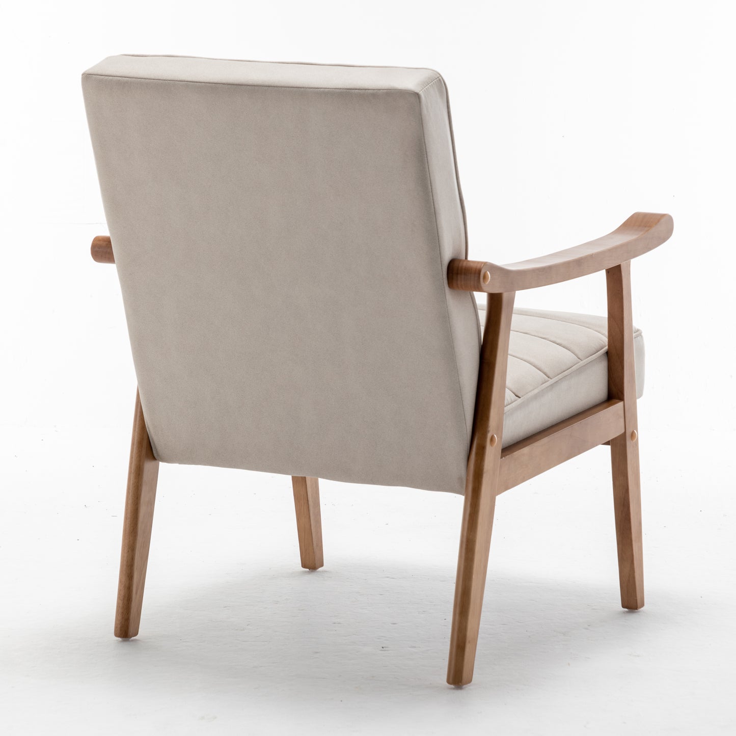 Mid-Century Modern Accent Chair, Solid Wood Frame Leather Look Microfiber Armchair With Open-Framed Arm Design, Plush Padded Seat And Back Cushion For Living Room Bedroom
