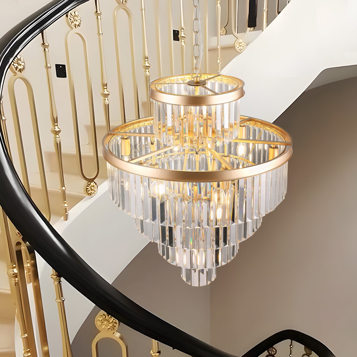 Same As W1340P188536Golden Luxury Crystal Chandelier Modern Chandeliers Lights Fixture Hanging Pendant Light Fixture For Dining Room Bedroom Living Room Dia 23.6 Inch-Gold