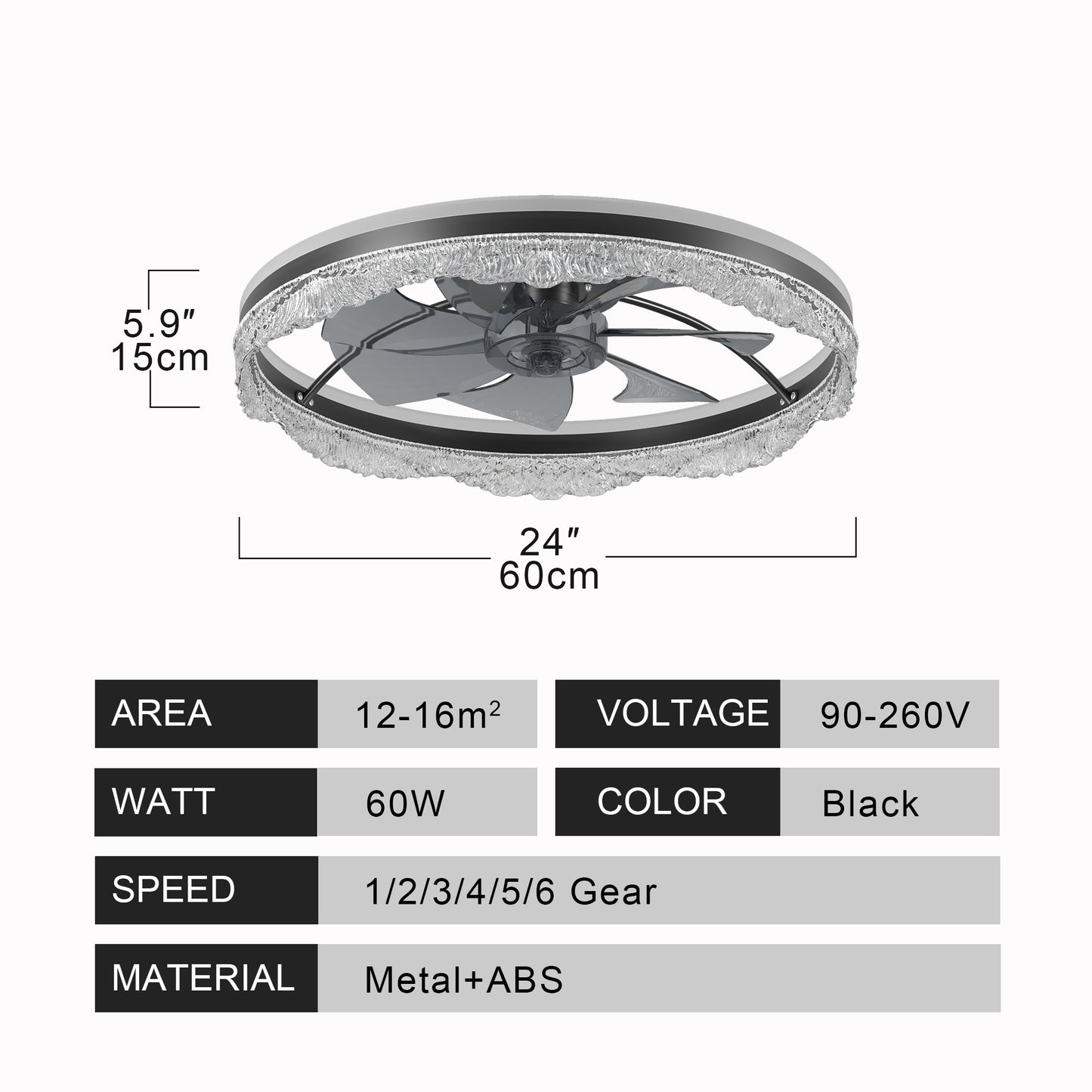 24  Quiet Ceiling Fan With Light   LED Crystal Flush Mount Fan Lamp With Hidden Blades And Natural Airflow, Perfect For Bedroom, Kids Room, Study Room