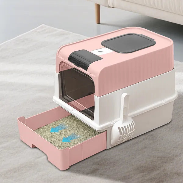 PinkMagic Cube Intelligent Cat Litter Box - Free Hands, Enjoy Pure Life & Automatic Cleaning, Silent Design, Preferred For Multi Cat Families