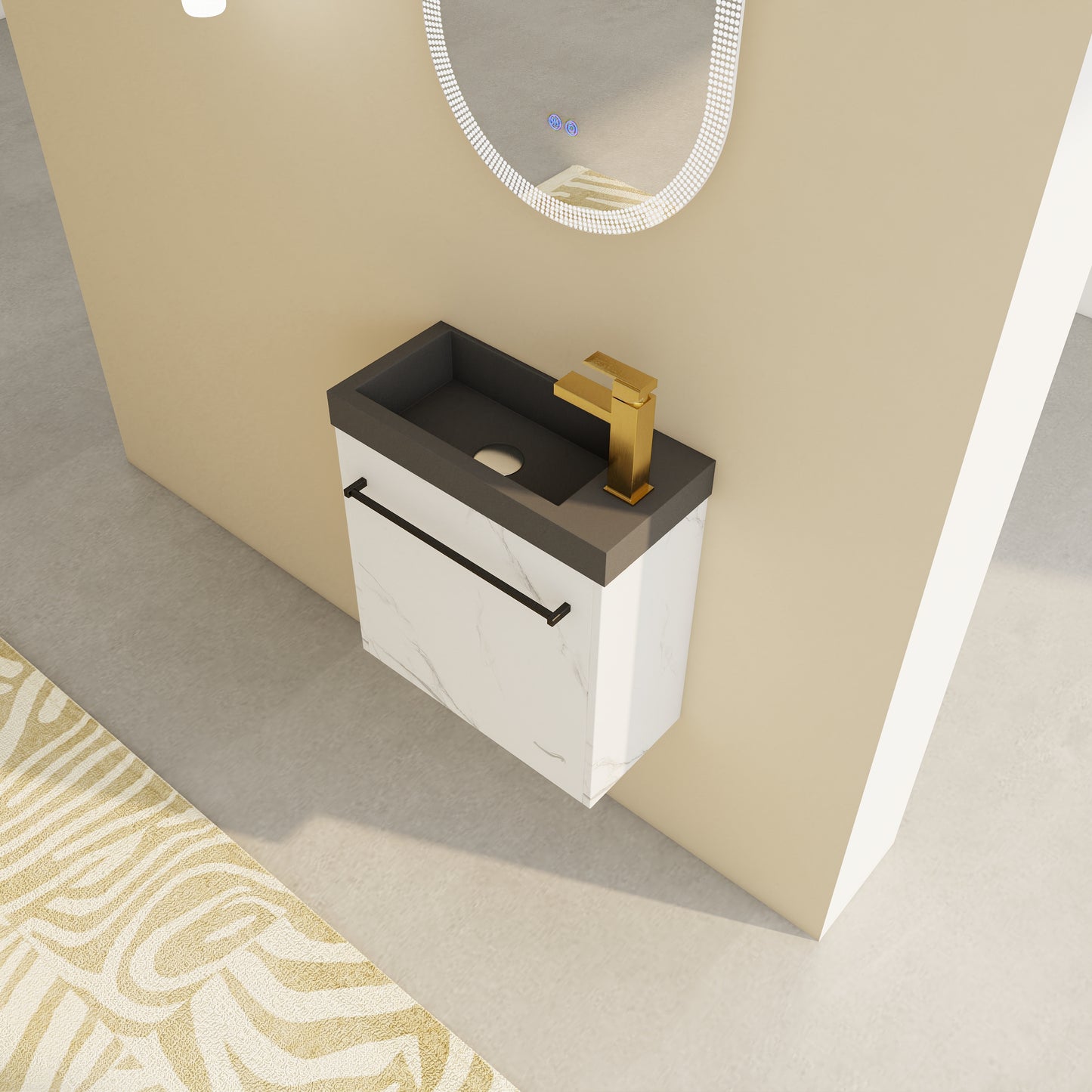 20  Floating Wall- Mounted Bathroom Vanity With Resin Sink & Soft- Close Cabinet Door