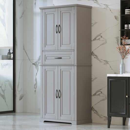 Video  Bathroom Storage Cabinet With Multi-Functional Storage Space, Drawer With Slide Rails, Adjustable Shelf, Grey