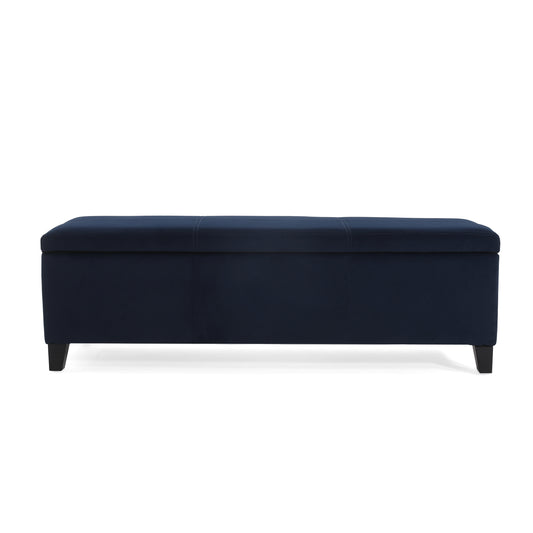 Indoor Dark Blue Storage Ottoman Bench - 51.25  L Upholstered Entryway Bench With Hidden Storage, 300lbs Weight Capacity For Living Room, Bedroom & Hallway