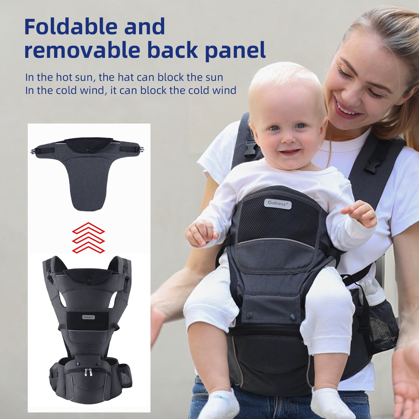1 Infant Growth Harness  For Newborns To Toddlers  0 - 44 Pounds  Detachable Board, Safety Reflective Strips, Front And Rear Baby Holders, Sling-style Harness, Suitable For Infants Aged 0 - 36 Months