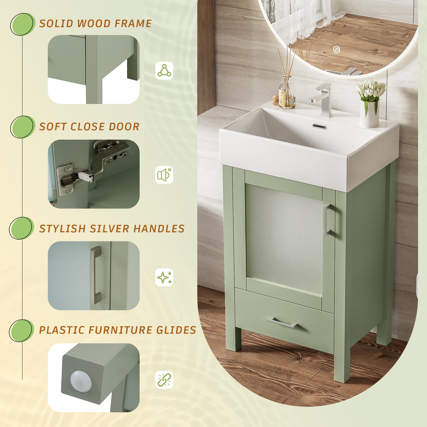 20-Inch Bathroom Vanity With Ceramic Sink And Ample Storage - Ideal For Small Bathrooms