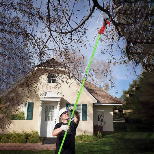 2-in-1 Manual Pole Saw 8.23-15.12FT Extendable Tree Pruner - SK5 Steel Pruner, Double-Hooked Saw Blade, Oxford Storage Bag , Goggles,Gloves For Tree Trimming