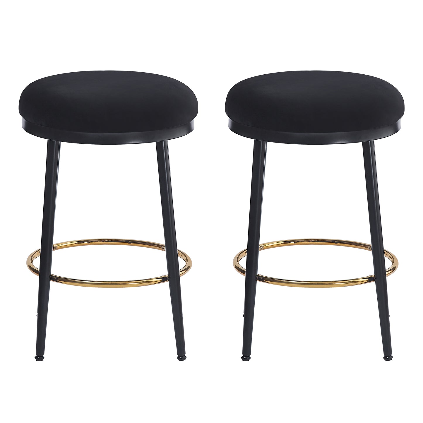 24.75 Modern Counter Stools Set Of 2,Black Counter Stools With Iron Frame,Sponge Cushion,Footrest,suitable For Kitchen Bedroom Dining Room