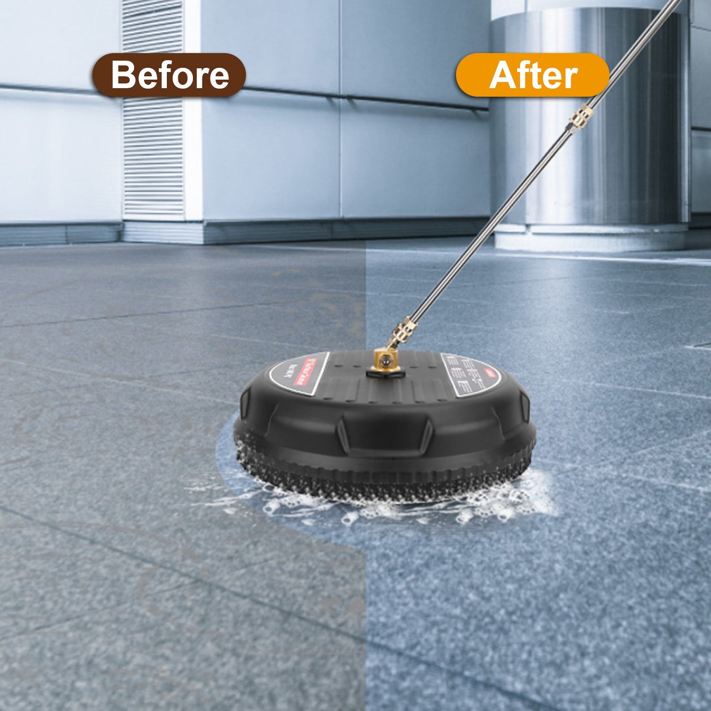 1 Set 15in High Pressure Flat Surface Cleaner 4000PSI Disc Power Washer Broom With 2 Washer Extension Wands 2Pc Replacement Nozzles