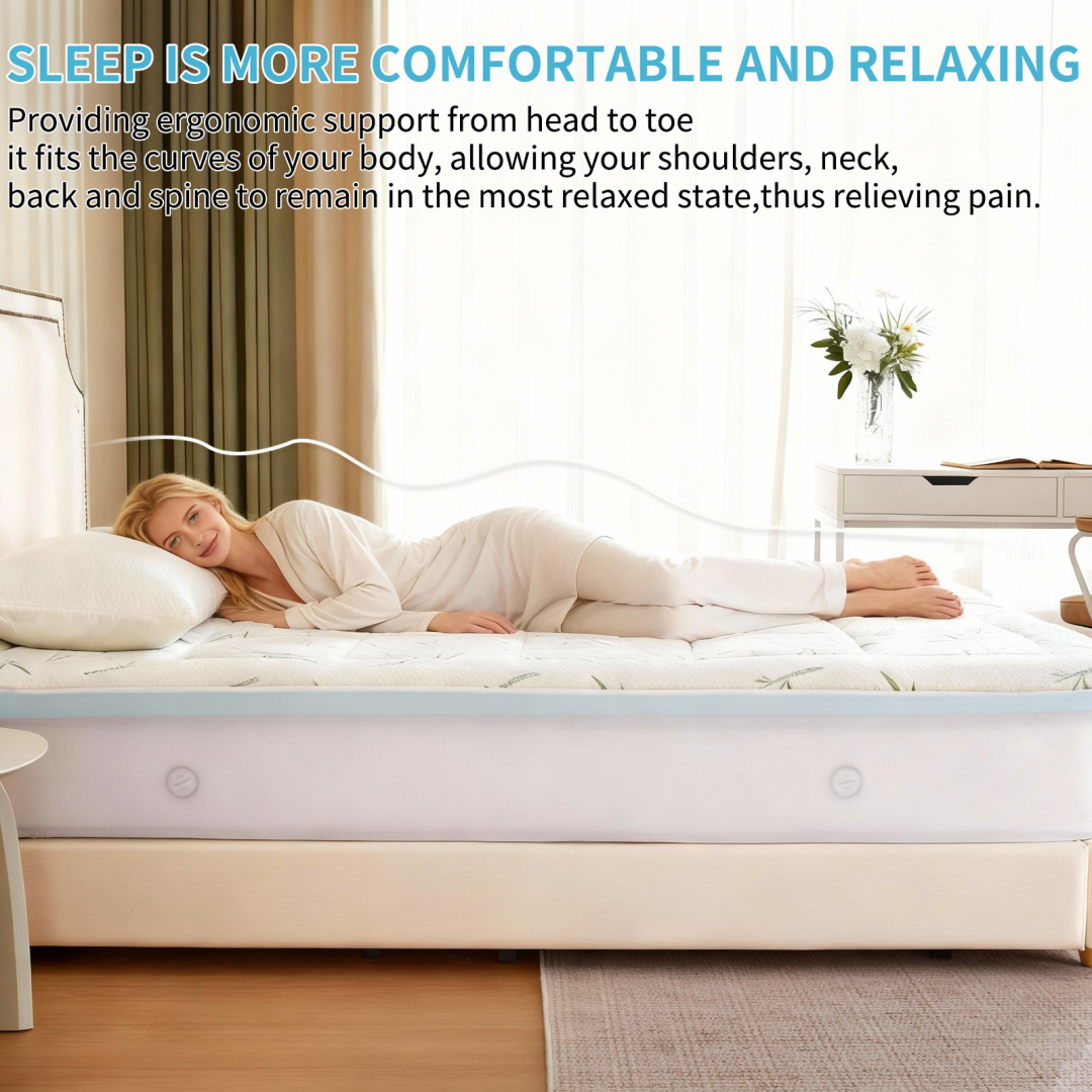 Double Layer With Gel Memory Foam & 2 Inch Cool Pillow Top For Back Pain Relief, Medium Firm