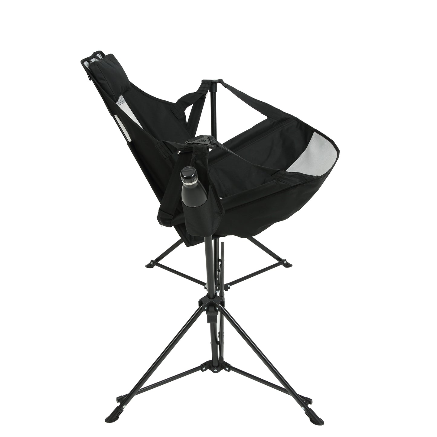 Hammock Camping Chair, Folding Portable Rocking Chair, Aluminum Alloy Adjustable Back Swinging Chair With Pillow Cup Holder, Recliner With Carry Bag For Outdoor Travel Lawn Backyard, Black   2pcs