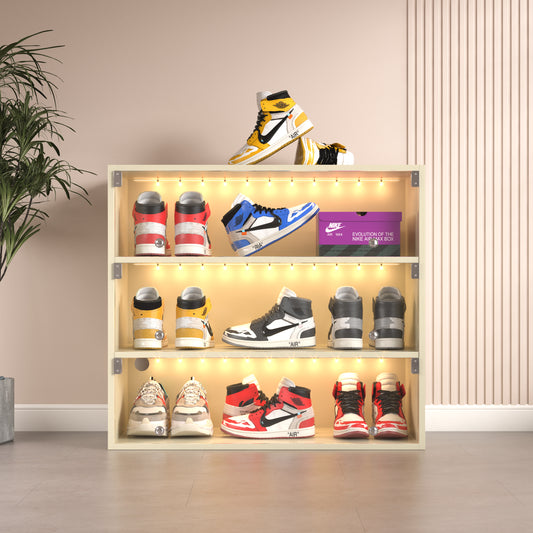 LED Light Shoe Box Three Layers With Glass Doors