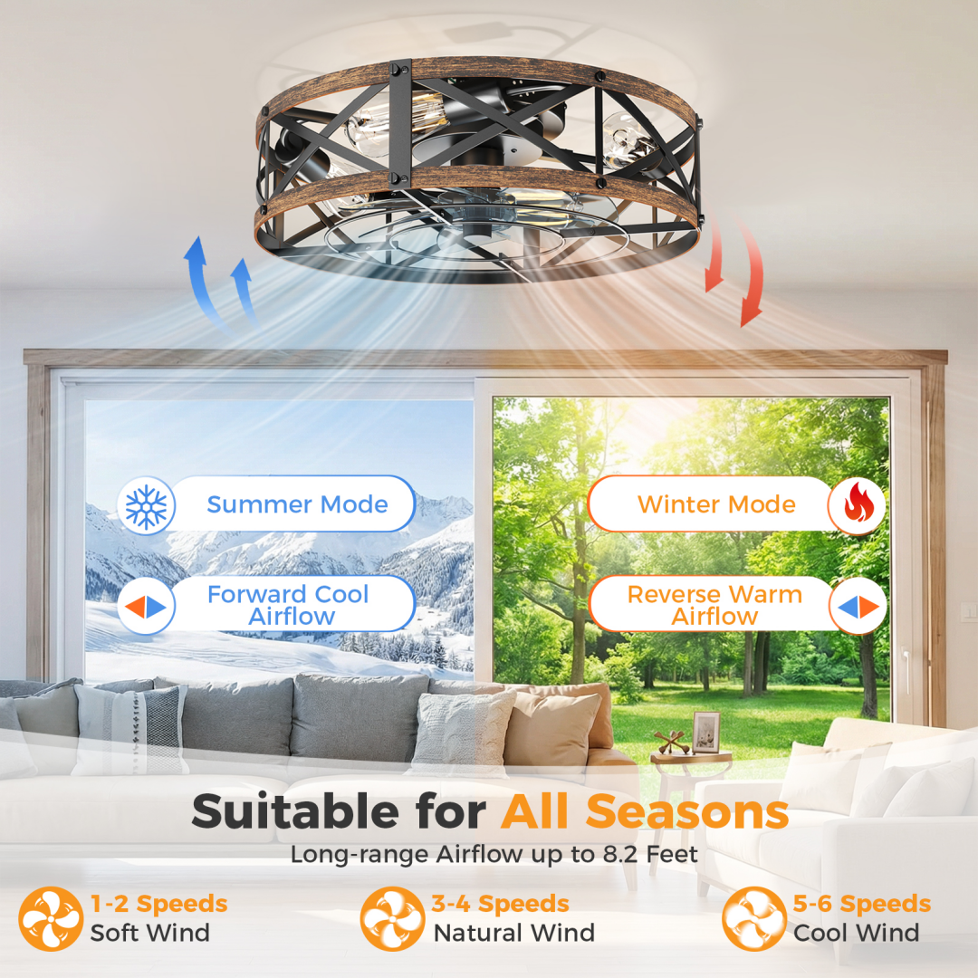 Embedded Ceiling Fan With Lights, Bladeless Silent Ceiling Lamp, Remote-controlled Minimalist Ceiling Fan With Mesh Cover