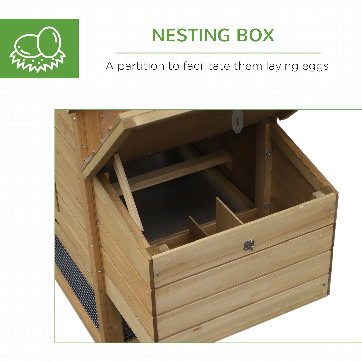 PawHut 59 Small Wooden Chicken Coop Hen House Poultry Cage For Outdoor Backyard With 2 Doors, Nesting Box And Removable Tray, Natural Wood