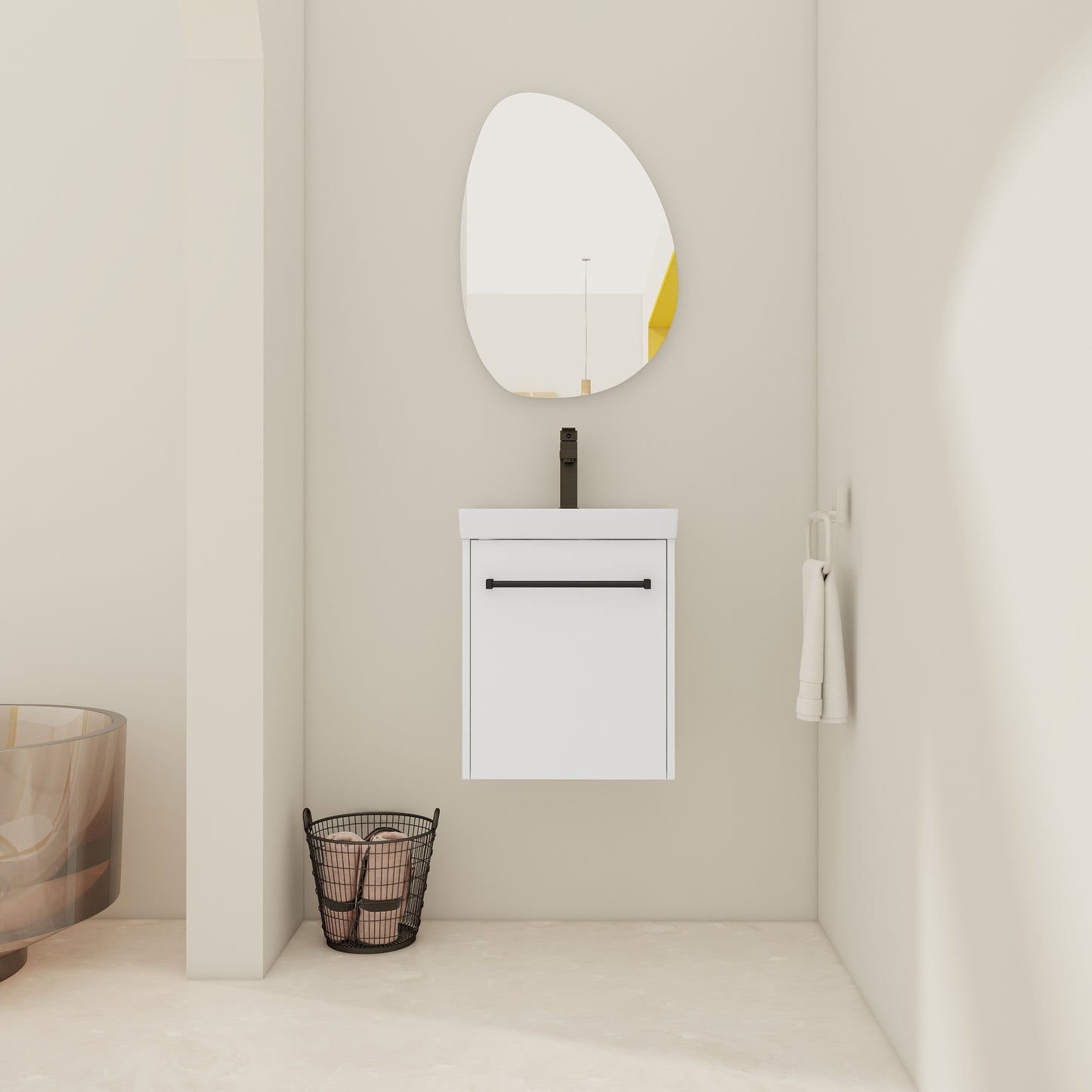 18'' Floating Wall-Mounted Bathroom Vanity With Ceramic Sink & Soft-Close Cabinet Door, For Small Bathroom
