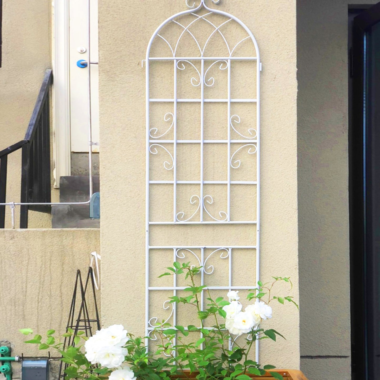 4 Pack Metal Garden Trellis 86.7  X 19.7  Rustproof Trellis For Climbing Plants Outdoor Flower Support Cream White