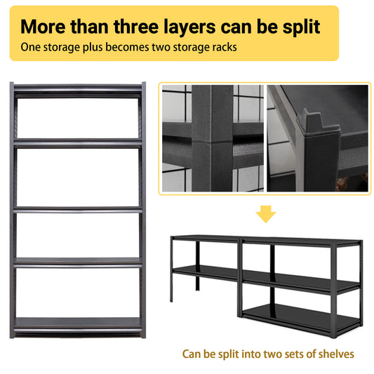 63 H  5 Tier Metal Shelves For Storage Garage Shelving 2000LBS Heavy Duty Storage Shelves Adjustable Garage Shelf Industrial Shelving Unit Storage Utility Rack,31.5 Wx15.7 Dx63 H,Black