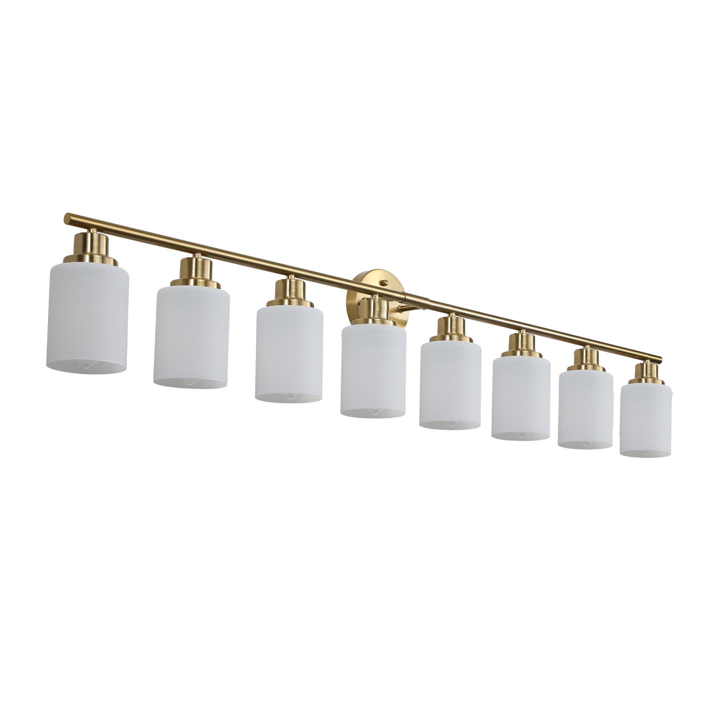 52  Modern 8-Light Vanity Wall Sconce, Golden Finish With Frosted Glass Shades For Bathroom Or Hallway Lighting  No Bulbs