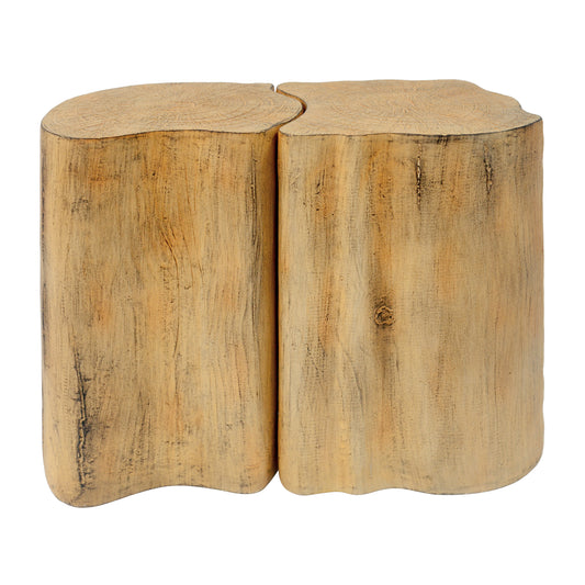 2-in-1 Irregular MGO End Table, Split Design, Small Space Friendly,Indoor Outdoor Use,Natural Color