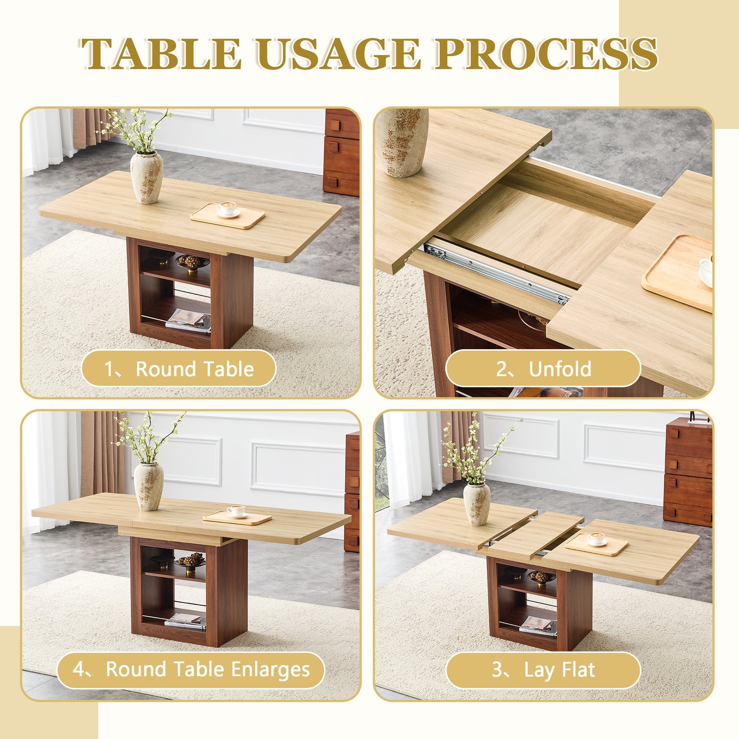 Scalable Dining Table And Chair Set, 59-71 Inch Pull-out Table, 8-piece Set Of Dark Gray Linen-Cotton Material Chairs, Modern Light Luxury Restaurant Furniture.Suitable For Restaurants, Kitchens, Etc.