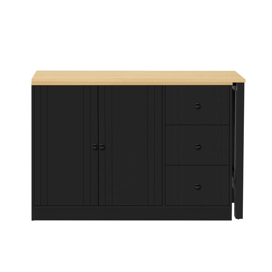U-STYLE 89.7 Wooden Sideboard With Extendable Table Multifunctional Storage Cabinet With 2 Doors And 3 Drawers For Living Room Study Foyer And Kitchen
