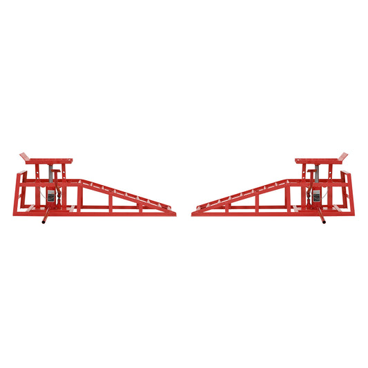 Auto Car Truck Service Ramps Lifts With Pedal, Garage Car Lift Hydraulic Ramps 5 Ton,Automotive Hydraulic Lift Repair Frame Lift  2 Pack  Red Color