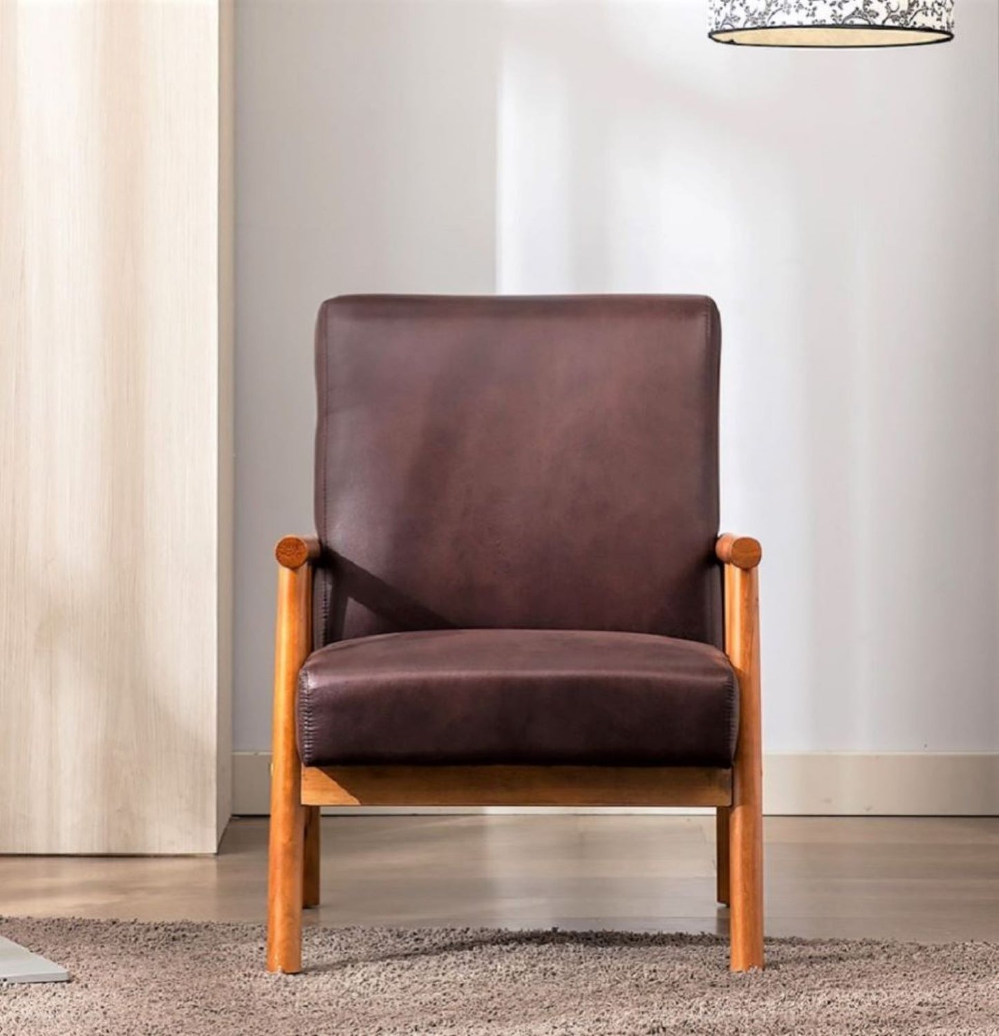 25     Wide Classic Mid-Century Modern Arm Chair, Dark Brown
