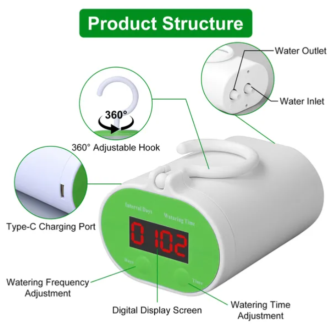 Automatic Watering System Kit With Timer Pum  Device For 12Plants Rechargeable Battery