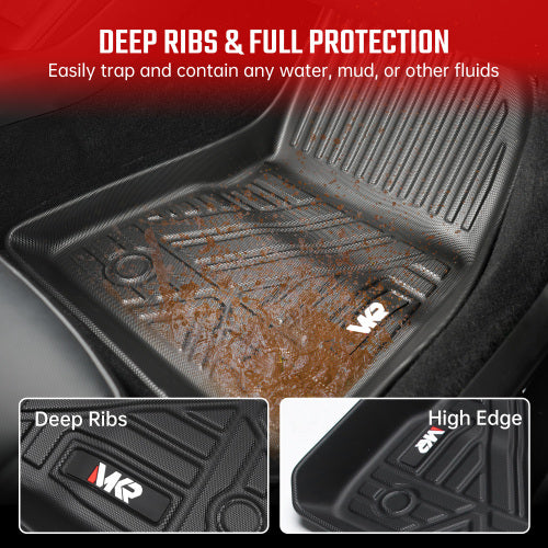 Odorless TPE Floor Mat For Tesla Model 3 2023-2025 6 PCS Waterproof Duty-Proof Fully Surrounded Floor Liner Protection Foot Pad