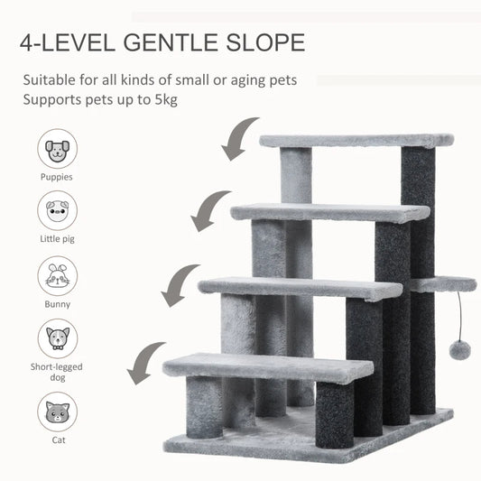 Cat Tree, Cat Tower Cat Stair Steps With Scratching Post, Hanging Play Ball For High Bed, Sofa, Indoor Outdoor