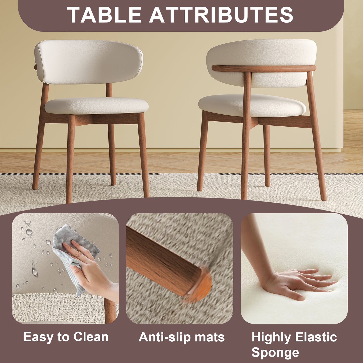Mid-Century Modern Wood Feet Dining Chair  Set Of 2  -Stylish Wooden Chairs For Dining Room, Kitchen, Or Living Room, Comfortable & Durable, Easy To Assemble  Old Sku W509P316122